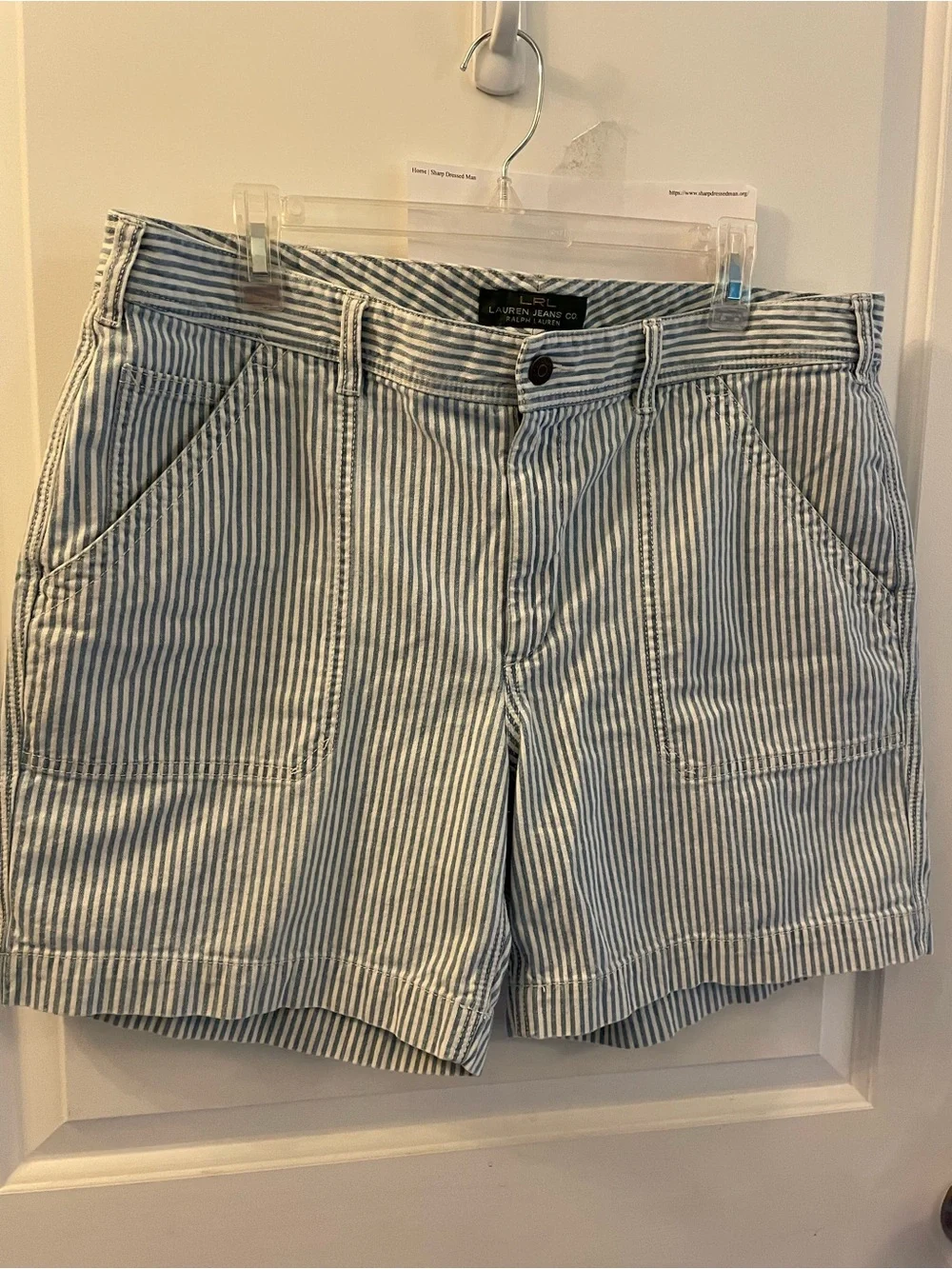 Ralph Lauren Navy and White Striped Cotton Shorts